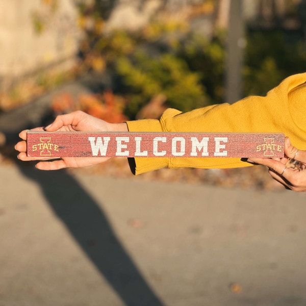 I-State Welcome Wood Block Strip Tabletop Decor (1.5"x16")